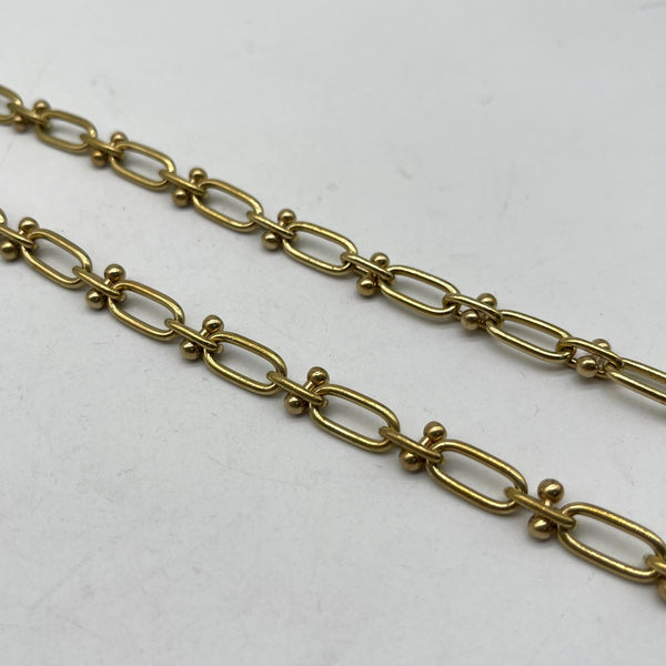 Retro Brass Link Chain with Bead Accents - DIY Jewelry Craft Chain