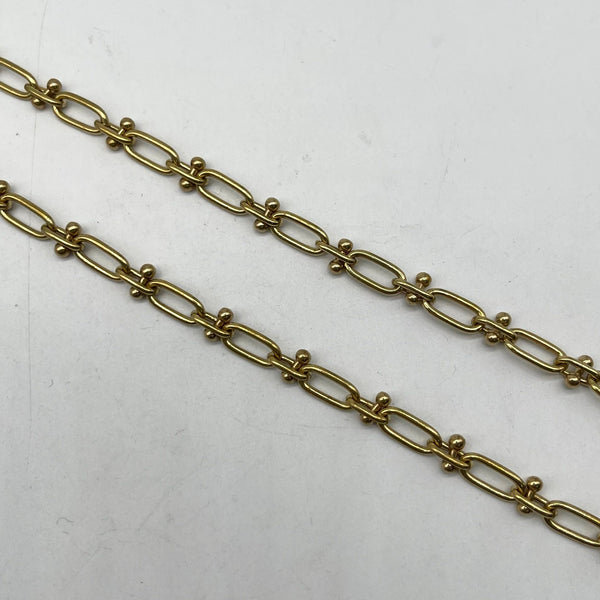 Retro Brass Link Chain with Bead Accents - DIY Jewelry Craft Chain