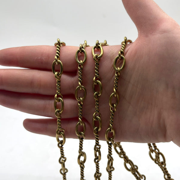 Customizable Brass Twist Link Chain - Vintage Jewelry Supply for Necklace