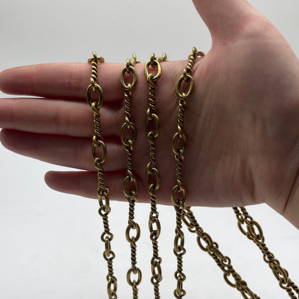 Customizable Brass Twist Link Chain - Vintage Jewelry Supply for Necklace
