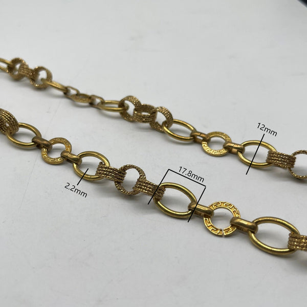 Ornate Vintage Brass Chain with Braided Links - Custom Length Jewelry Supply