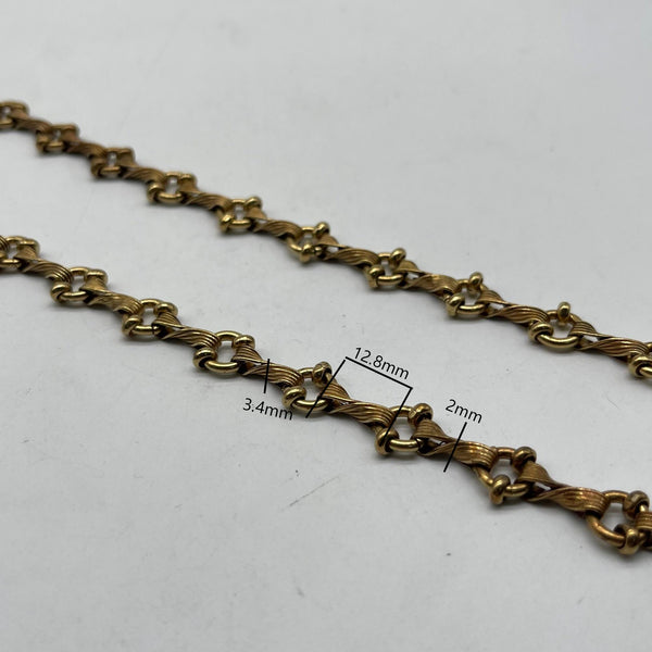 Antique Brass Twisted Rope Chain with Bead Links - Handmade Jewelry Supply