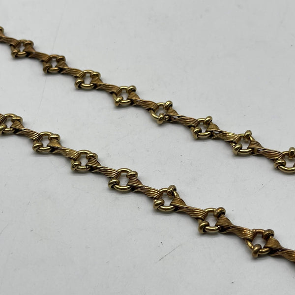 Antique Brass Twisted Rope Chain with Bead Links - Handmade Jewelry Supply