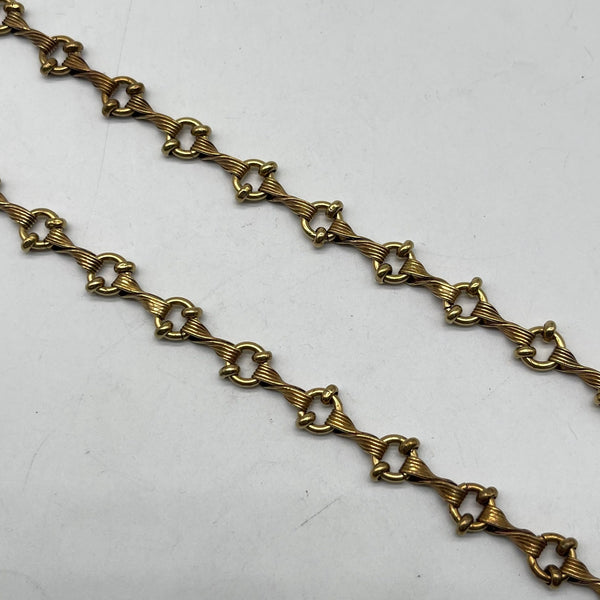 Antique Brass Twisted Rope Chain with Bead Links - Handmade Jewelry Supply