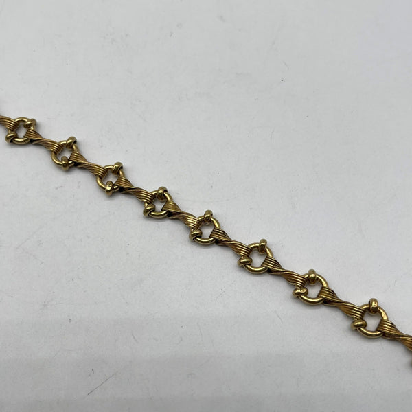 Antique Brass Twisted Rope Chain with Bead Links - Handmade Jewelry Supply