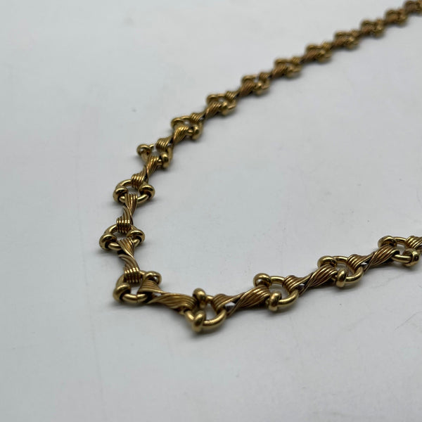 Antique Brass Twisted Rope Chain with Bead Links - Handmade Jewelry Supply