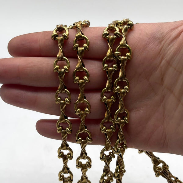 Antique Brass Twisted Rope Chain with Bead Links - Handmade Jewelry Supply