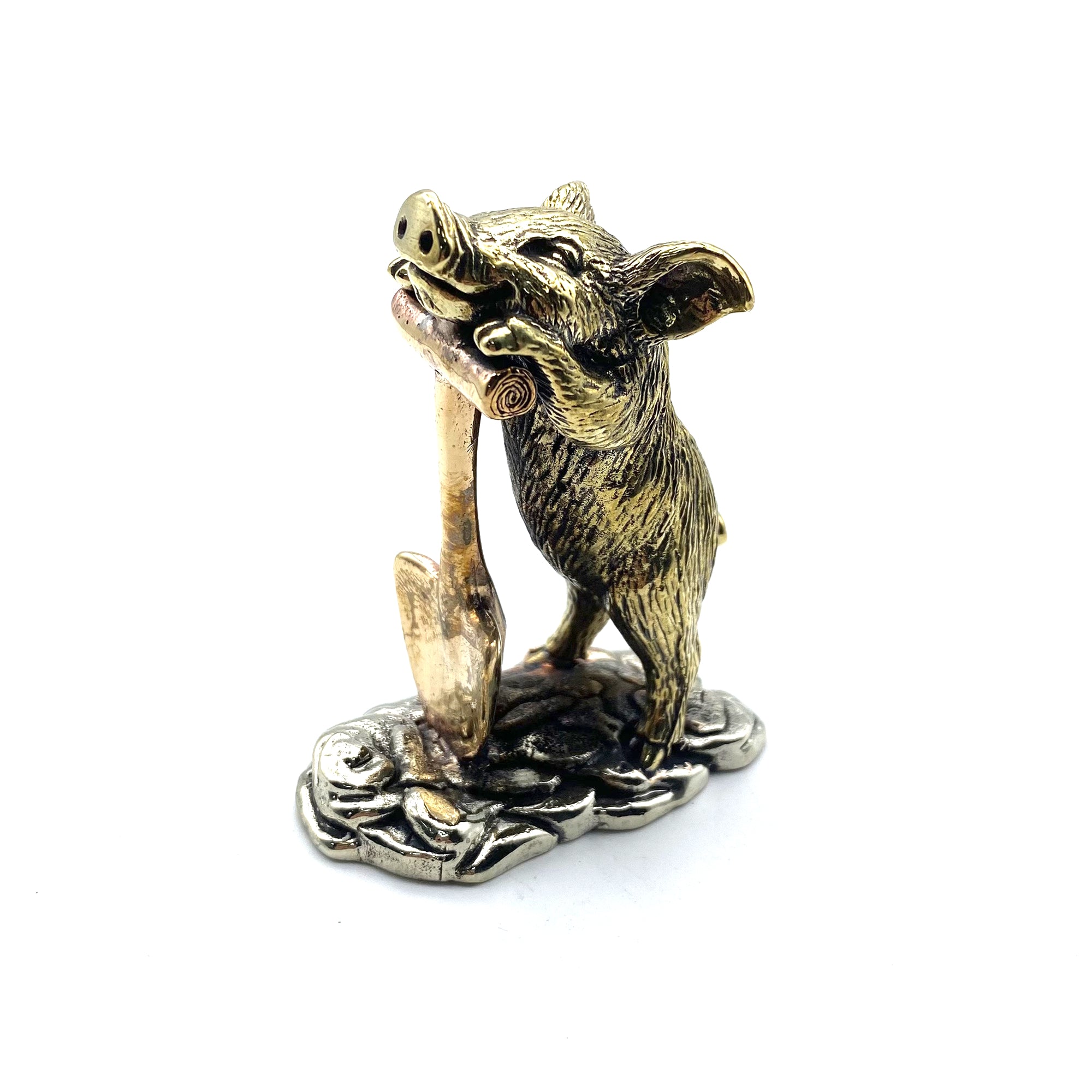 Handmade Brass Pig Figurine,Cute Pig Statue,Desk Decoration Ornament,Children Knick Knack