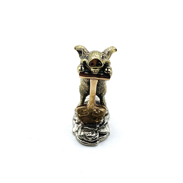 Brass Pig Figurine,Tabletop Ornament,Home Decor Pig Statue,Pig Knick Knack,Children's Gifts