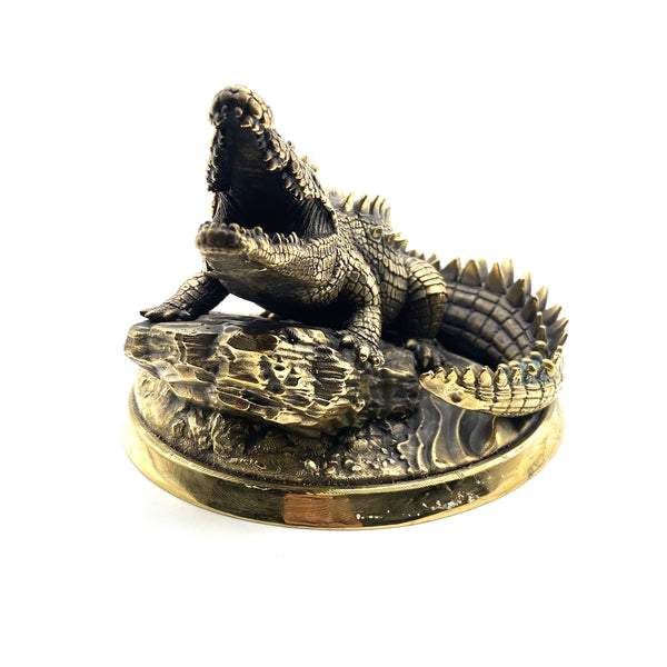 Handmade Brass Crocodile Figurine,Crocodile Statue,House&amp;Office Decorative Ornament,Artistic Sculpture