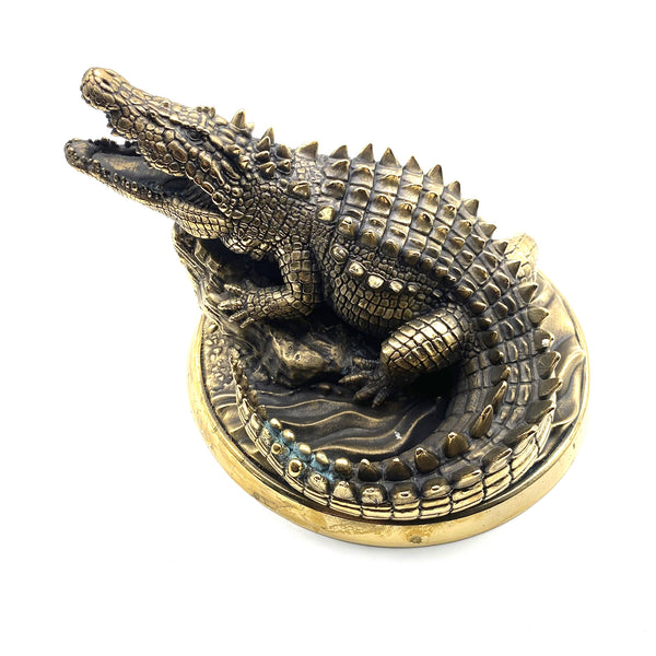 Handmade Brass Crocodile Figurine,Crocodile Statue,House&amp;Office Decorative Ornament,Artistic Sculpture