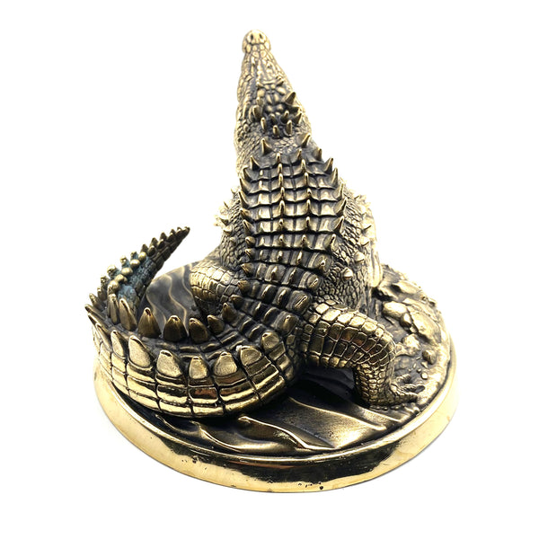 Handmade Brass Crocodile Figurine,Crocodile Statue,House&amp;Office Decorative Ornament,Artistic Sculpture
