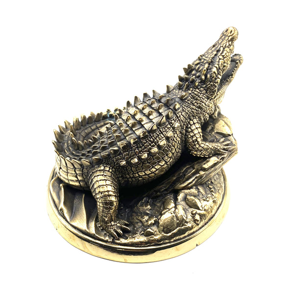 Handmade Brass Crocodile Figurine,Crocodile Statue,House&amp;Office Decorative Ornament,Artistic Sculpture