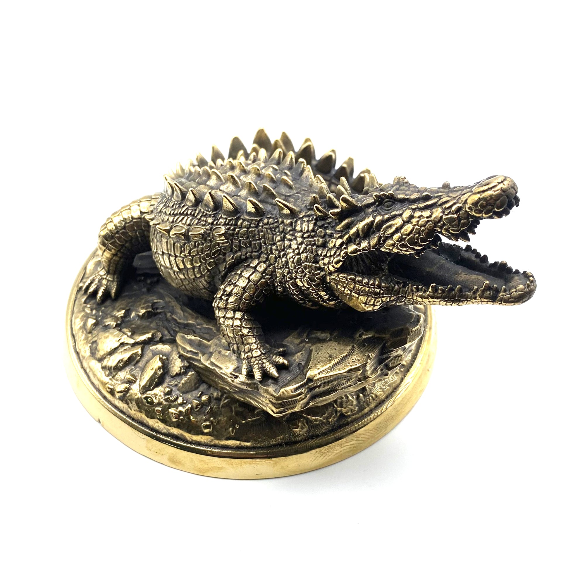 Handmade Brass Crocodile Figurine,Crocodile Statue,House&amp;Office Decorative Ornament,Artistic Sculpture