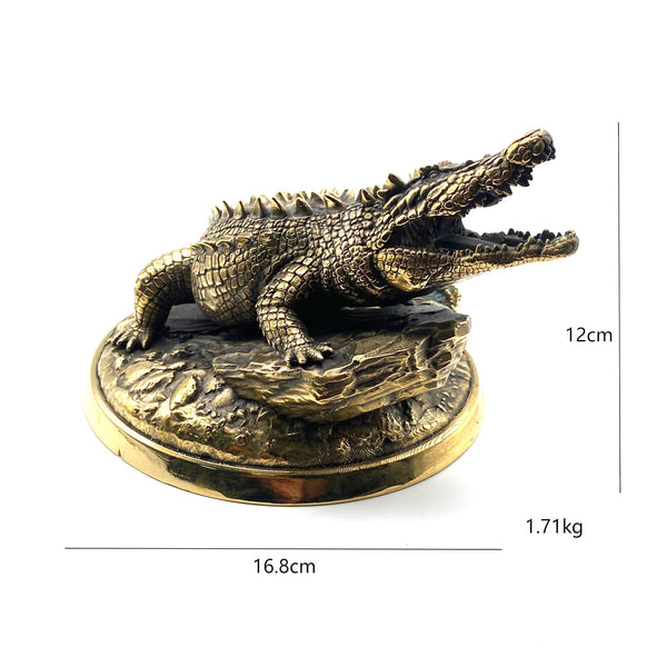 Handmade Brass Crocodile Figurine,Crocodile Statue,House&amp;Office Decorative Ornament,Artistic Sculpture