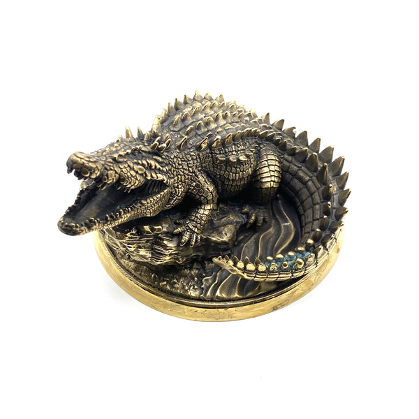 Handmade Brass Crocodile Figurine,Crocodile Statue,House&amp;Office Decorative Ornament,Artistic Sculpture