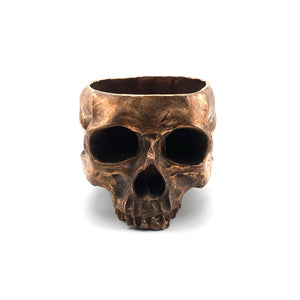 Antique Copper Skull Chalice & Ashtray-Gothic Decor for Tattoo Shops,Bar Accessories,Dark Academia Home Decor,Unique Memento Mori Sculpture