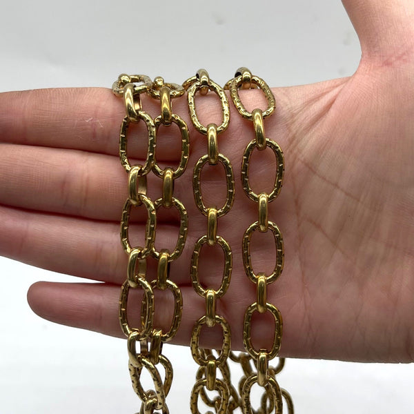 Textured Brass Oval Link Chain (15.9mm)