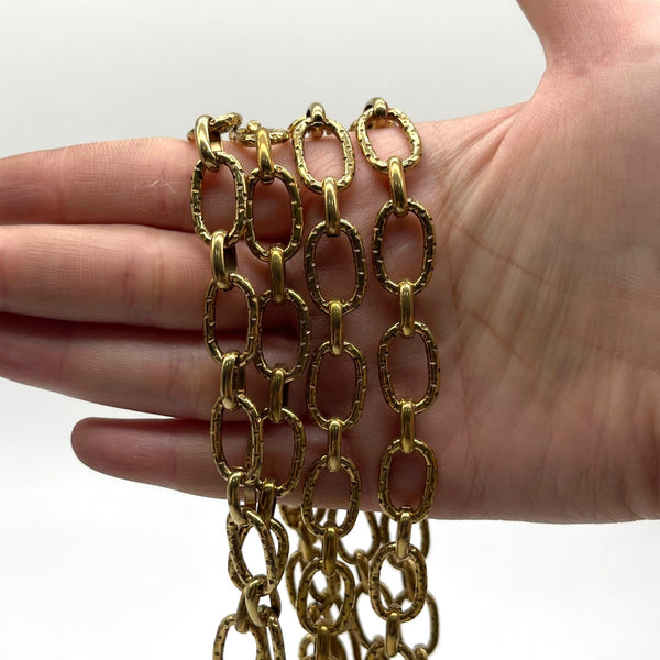 Textured Brass Oval Link Chain (15.9mm)