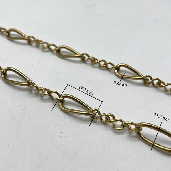 Mixed Link Brass Chain - Teardrop & Oval Design, 24.7mm Heavy Duty Craft Chain