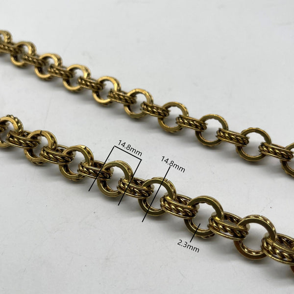 Antique Brass Double Curb Chain - 14.8mm Thick Link for DIY Jewelry