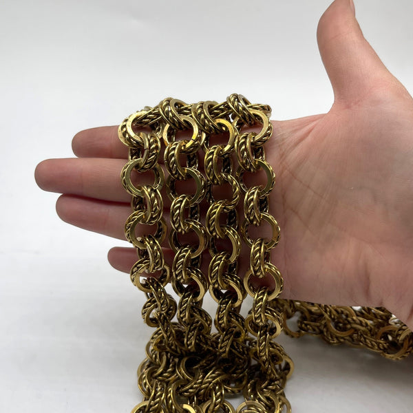 Antique Brass Double Curb Chain - 14.8mm Thick Link for DIY Jewelry