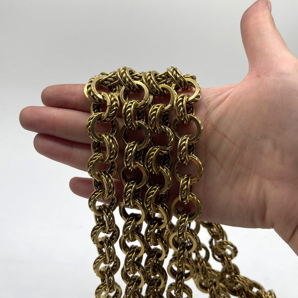 Antique Brass Double Curb Chain - 14.8mm Thick Link for DIY Jewelry