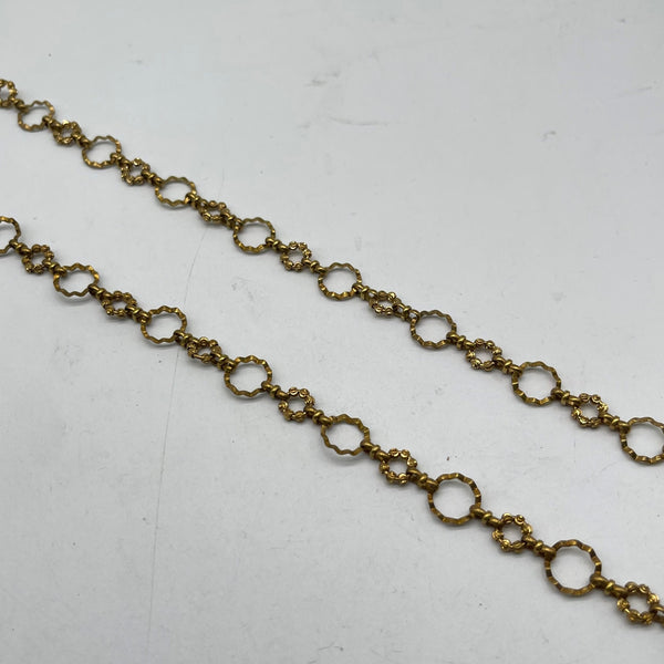 Brass Hammered O Ring &amp; Floral Link Chain - Boho Jewelry Making Material