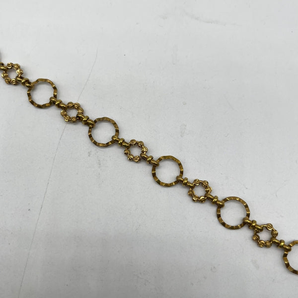 Brass Hammered O Ring &amp; Floral Link Chain - Boho Jewelry Making Material