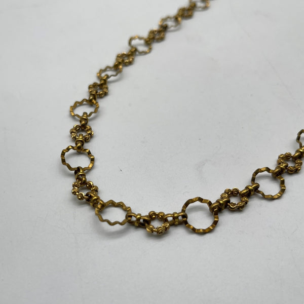 Brass Hammered O Ring &amp; Floral Link Chain - Boho Jewelry Making Material