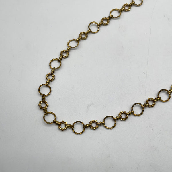 Brass Hammered O Ring &amp; Floral Link Chain - Boho Jewelry Making Material