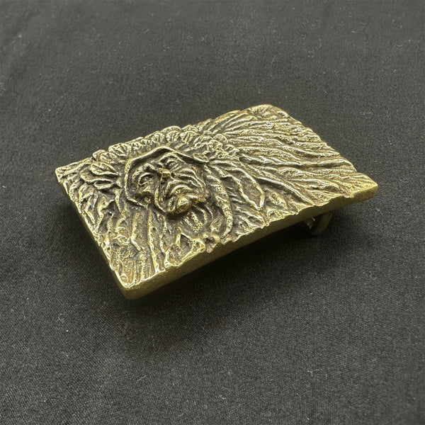 Copper Indian Chief Embossed Leather Belt Buckle,Motorcyclist Belt Buckle