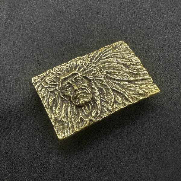 Copper Indian Chief Embossed Leather Belt Buckle,Motorcyclist Belt Buckle