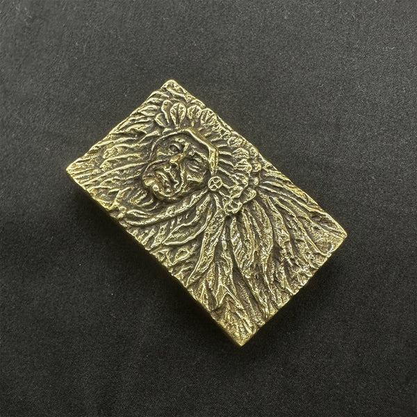 Copper Indian Chief Embossed Leather Belt Buckle,Motorcyclist Belt Buckle