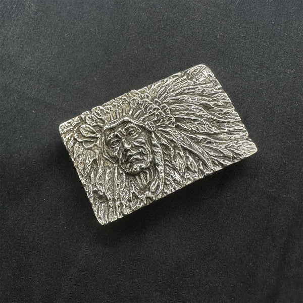 Copper Indian Chief Embossed Leather Belt Buckle,Motorcyclist Belt Buckle