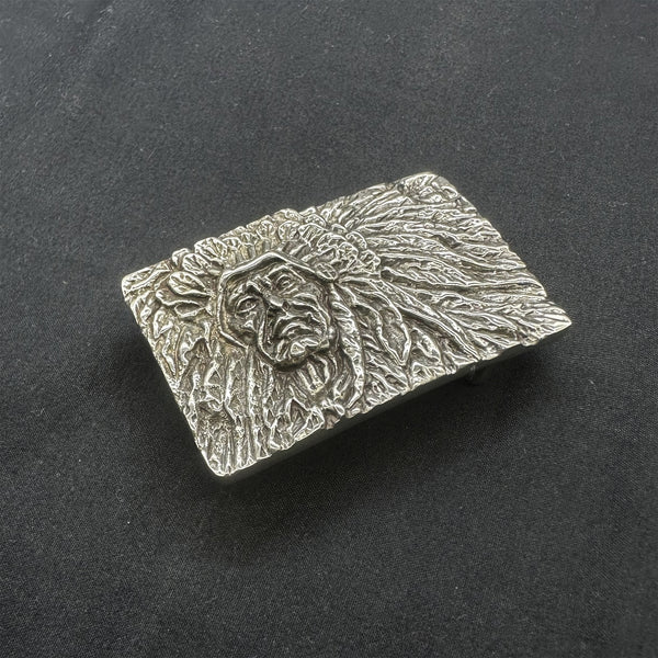 Copper Indian Chief Embossed Leather Belt Buckle,Motorcyclist Belt Buckle