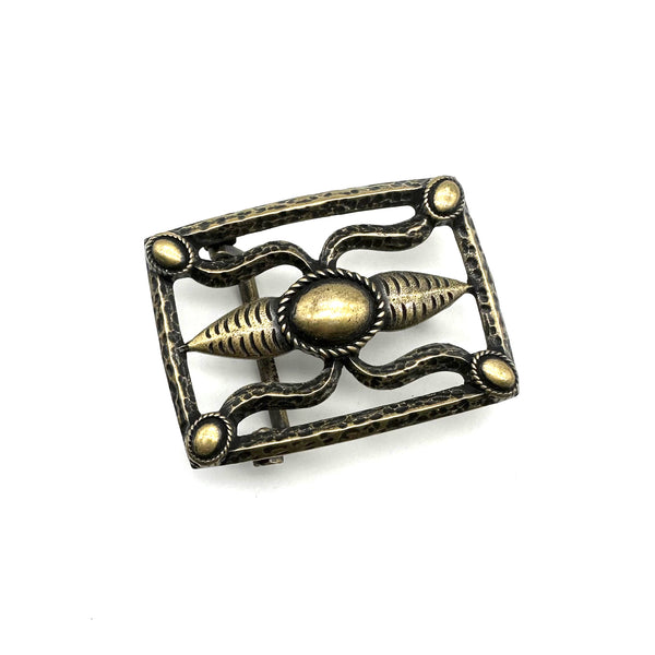Bronze Casted Buckle Indian Navajo Style Leather Belt Buckle