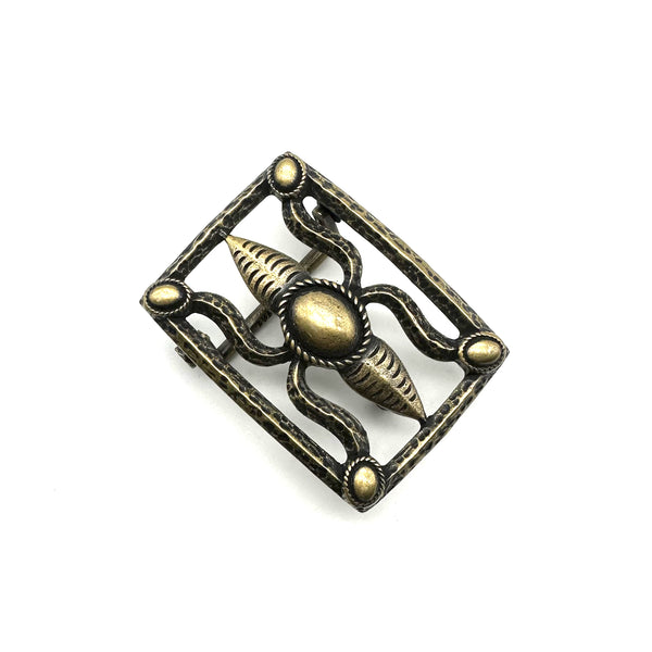 Bronze Casted Buckle Indian Navajo Style Leather Belt Buckle