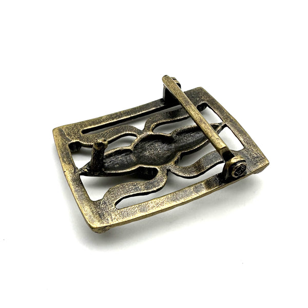 Bronze Casted Buckle Indian Navajo Style Leather Belt Buckle