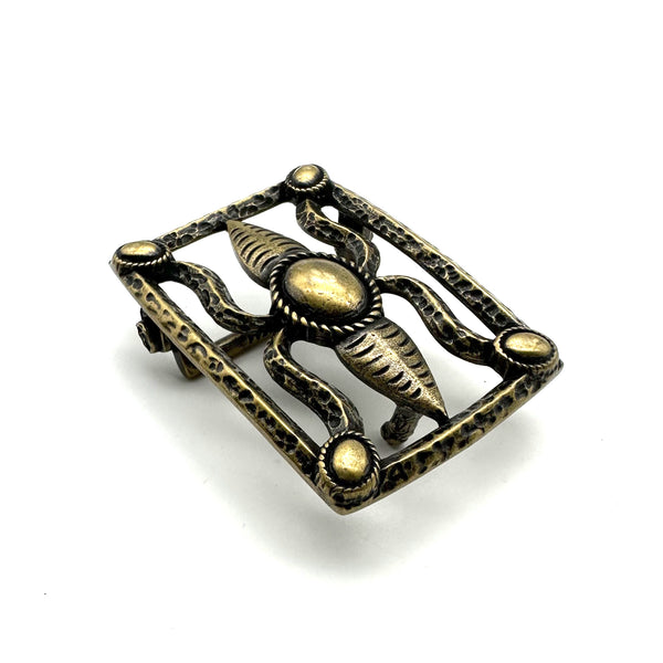 Bronze Casted Buckle Indian Navajo Style Leather Belt Buckle