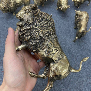Brass Bison Figurine,Wild Ox Statue,Gift for Son,House Decoration Ornament,Art Gallery Decorations