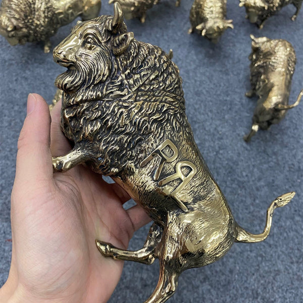 Brass Bison Figurine,Wild Ox Statue,Gift for Son,House Decoration Ornament,Art Gallery Decorations