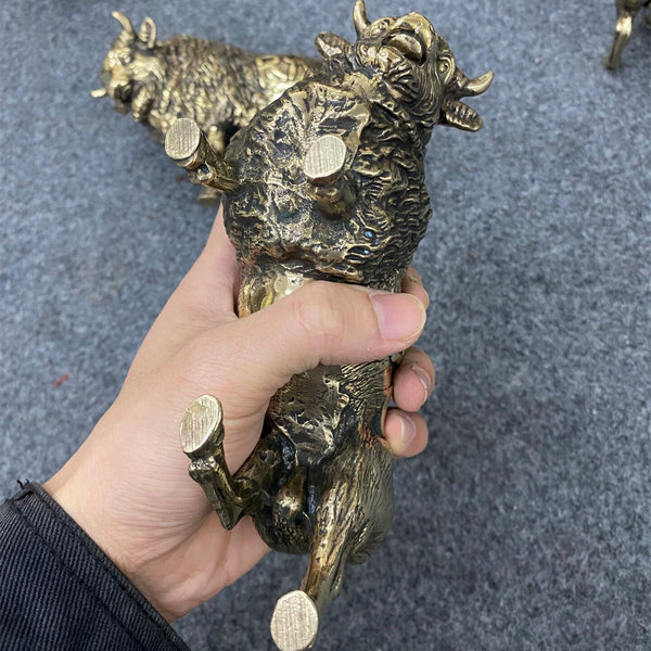Brass Bison Figurine,Wild Ox Statue,Gift for Son,House Decoration Ornament,Art Gallery Decorations