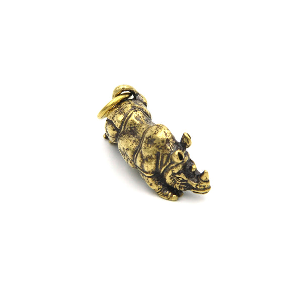 Brass Rhinoceros Keyring,Children's Gifts Kids Keychain Charm Pendant