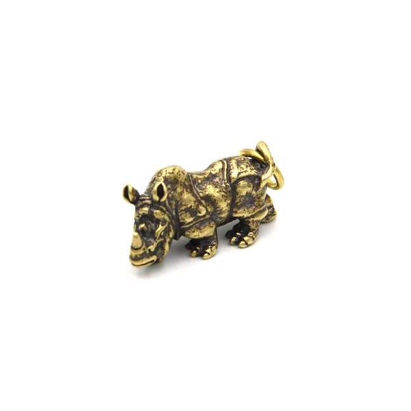 Brass Rhinoceros Keyring,Children's Gifts Kids Keychain Charm Pendant