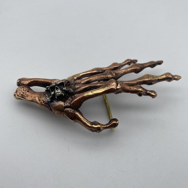 Ghost Hand Buckle,Skull Hand Red Copper Buckle,Biker Belt Buckle