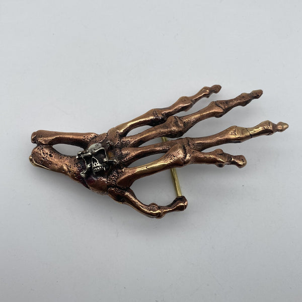 Ghost Hand Buckle,Skull Hand Red Copper Buckle,Biker Belt Buckle