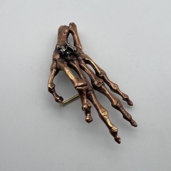 Ghost Hand Buckle,Skull Hand Red Copper Buckle,Biker Belt Buckle