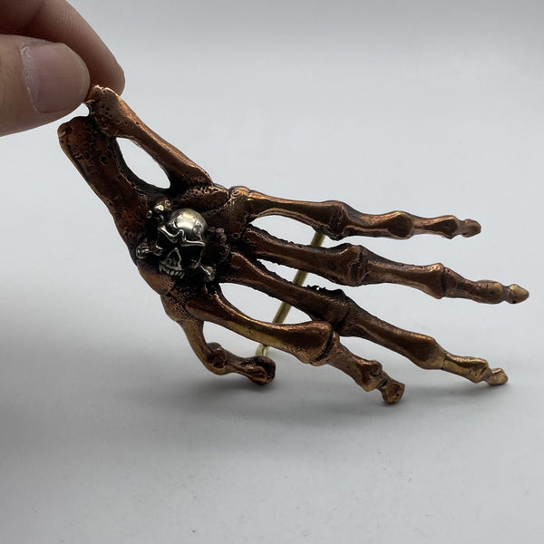 Ghost Hand Buckle,Skull Hand Red Copper Buckle,Biker Belt Buckle