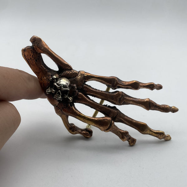 Ghost Hand Buckle,Skull Hand Red Copper Buckle,Biker Belt Buckle
